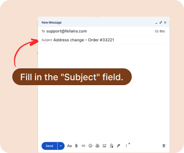 Screenshot showing subject line field